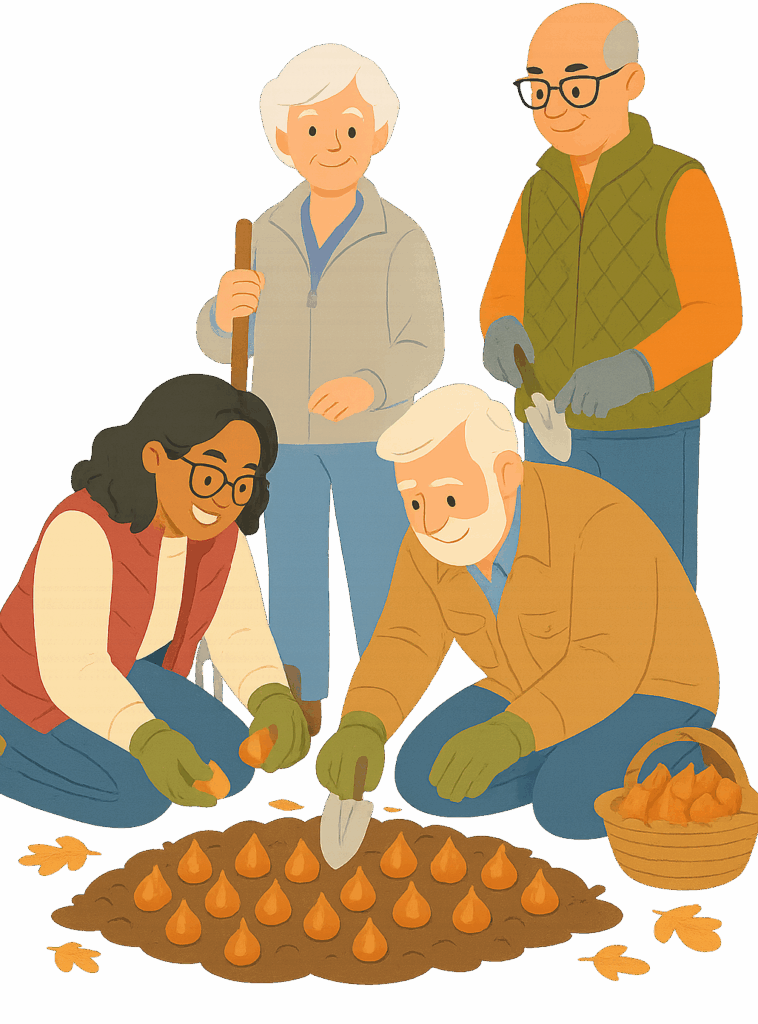 Voisins qui jardinent ensemble